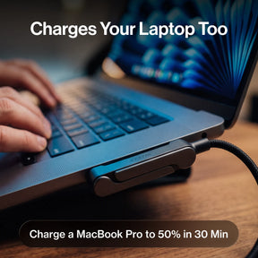 PowerStand charging a MacBook Pro to 50% in 30 minutes