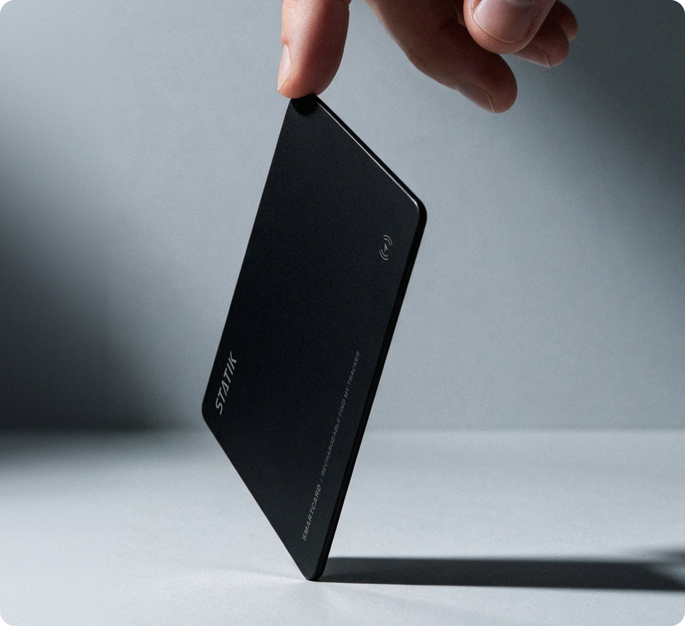 SmartCard Black held on its edge, 1.8 mm thin