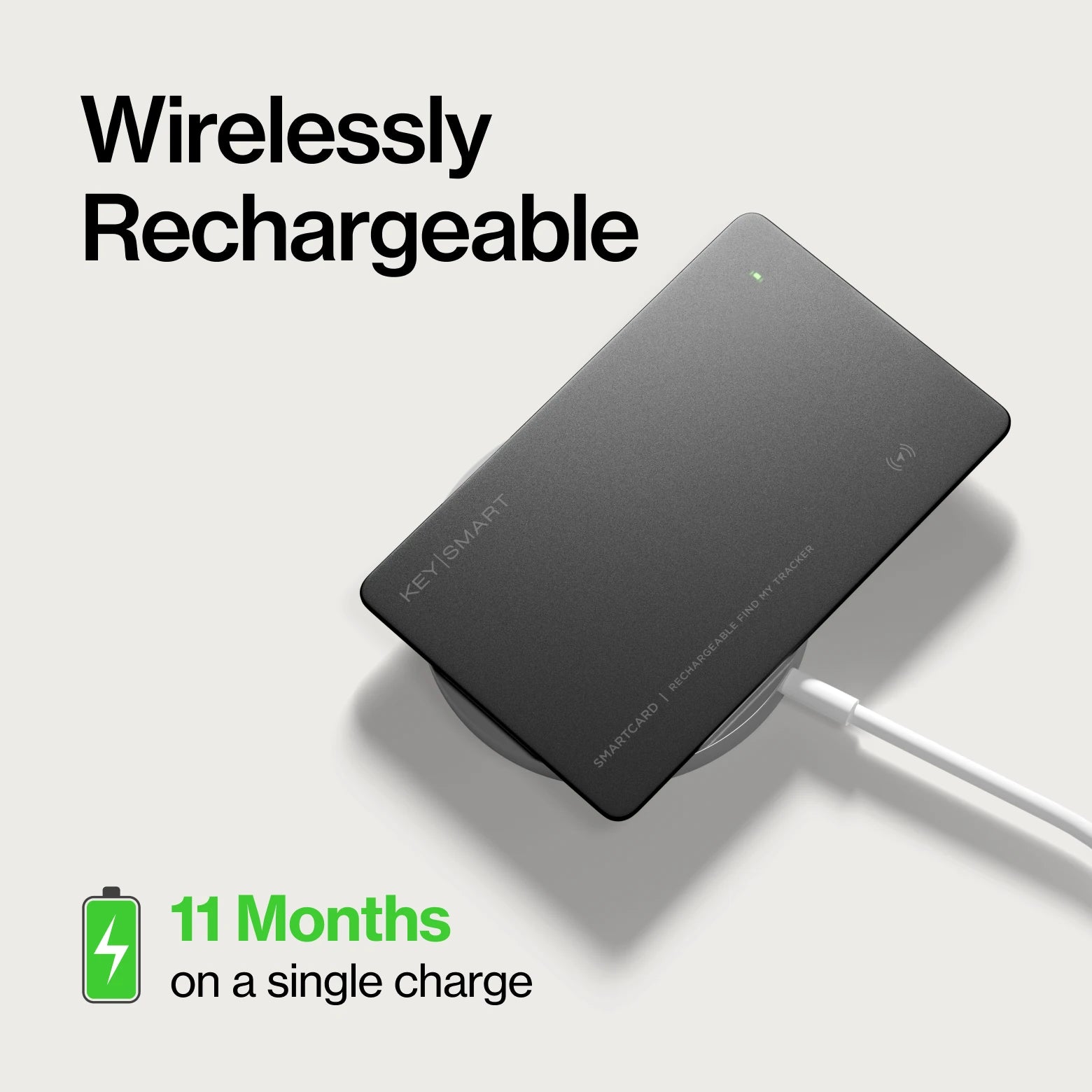 SmartCard charging wirelessly, 11 months on a single charge