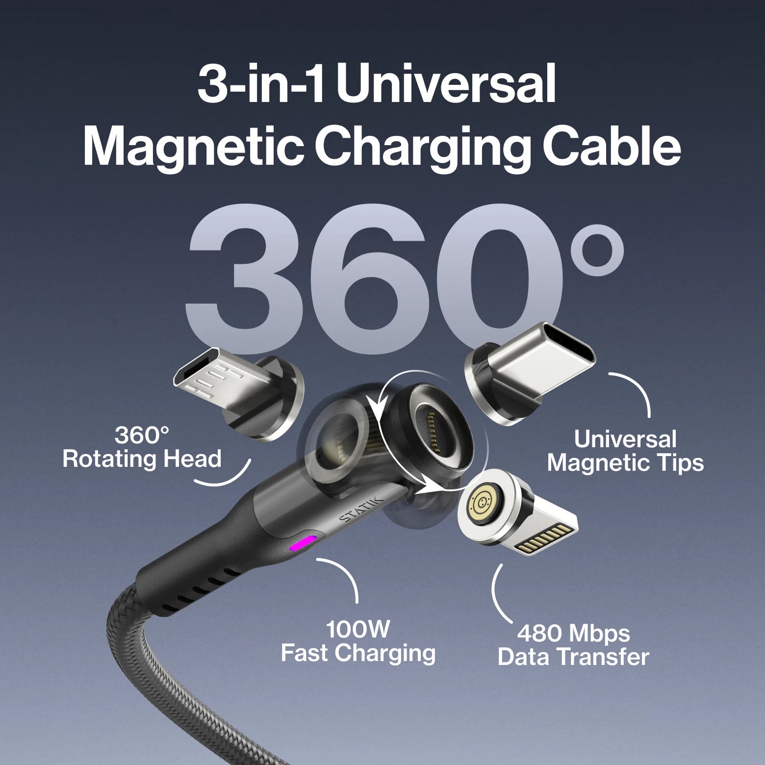 Statik® 360 Universal Rotating Charging Cable