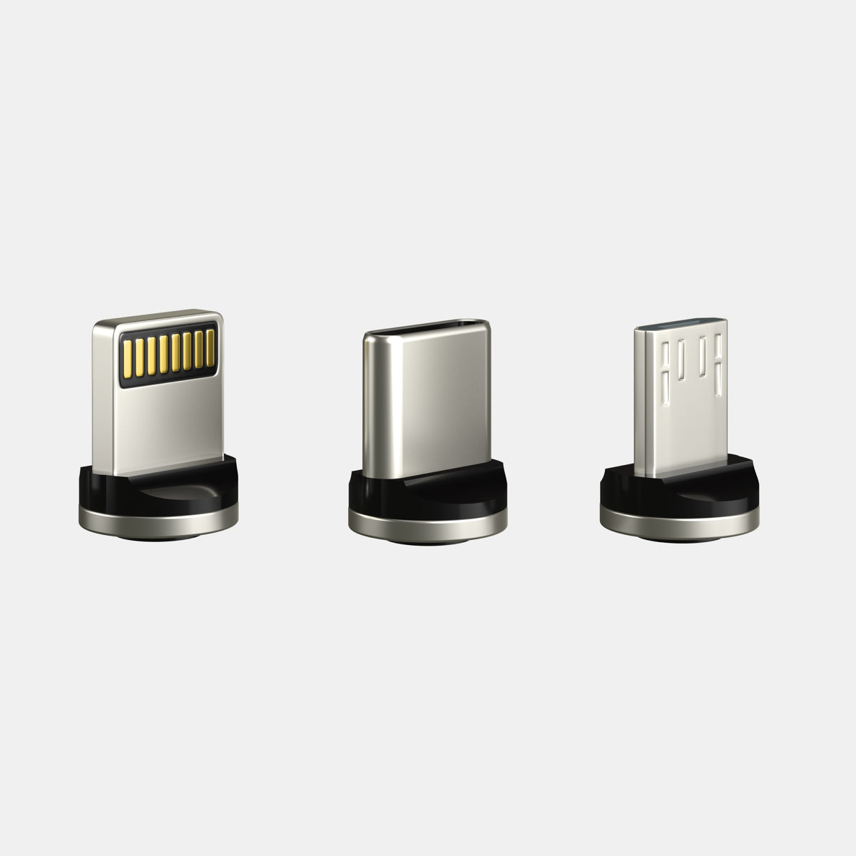 Magnetic Tips – USB-C, Lightning and Micro-USB tips, back view
