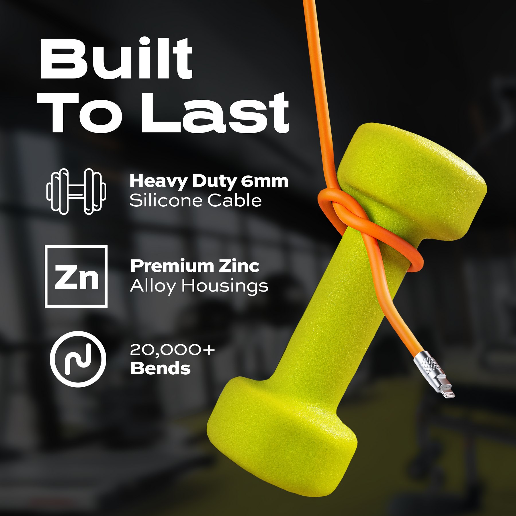 ツモチャージ | 100W シリコン充電ケーブル |オレンジ